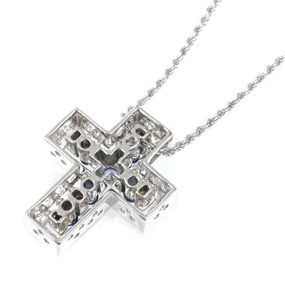Damiani ダミアーニ K18WG ホワイトゴールド ベルエポック クロス ネックレス サファイア ダイヤモンド 10.0g 45cm ユニセックス【中古】【美品】