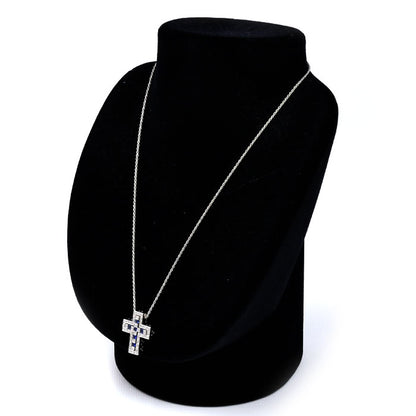 Damiani ダミアーニ K18WG ホワイトゴールド ベルエポック クロス ネックレス サファイア ダイヤモンド 10.0g 45cm ユニセックス【中古】【美品】