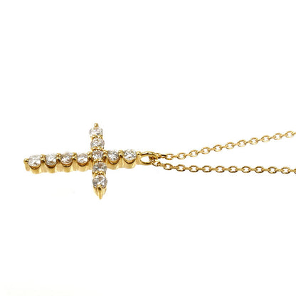 Vendome Aoyama ヴァンドーム青山 K18YG イエローゴールド クロス ダイヤ ネックレス AGVN594345DI ダイヤモンド0.20ct 2.0g ～45cm フリーチェーン レディース【中古】【美品】