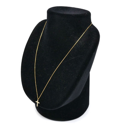 Vendome Aoyama ヴァンドーム青山 K18YG イエローゴールド クロス ダイヤ ネックレス AGVN594345DI ダイヤモンド0.20ct 2.0g ～45cm フリーチェーン レディース【中古】【美品】