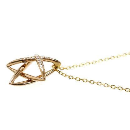 MIKIMOTO ミキモト K18YG イエローゴールド K18PG ピンクゴールド 星 スター ネックレス ダイヤモンド0.10ct 4.4g 42cm レディース【中古】