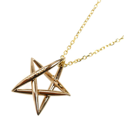 MIKIMOTO ミキモト K18YG イエローゴールド K18PG ピンクゴールド 星 スター ネックレス ダイヤモンド0.10ct 4.4g 42cm レディース【中古】