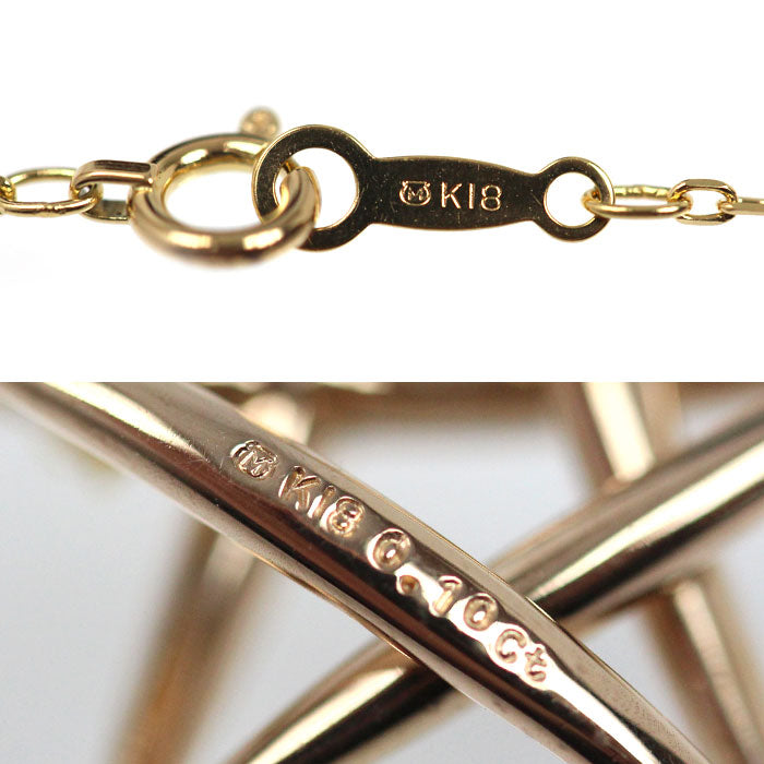 MIKIMOTO ミキモト K18YG イエローゴールド K18PG ピンクゴールド 星 スター ネックレス ダイヤモンド0.10ct 4.4g 42cm レディース【中古】