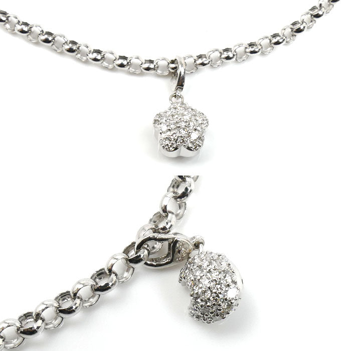Ponte Vecchio ポンテヴェキオ５モチーフ K18WG ホワイトゴールド アンクレット ダイヤモンド0.11ct ダイヤモンド0.07ct ダイヤモンド0.125ct 12.4g 25cm レディース【中古】