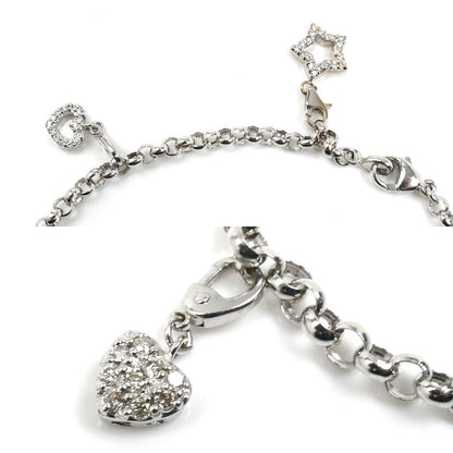 Ponte Vecchio ポンテヴェキオ５モチーフ K18WG ホワイトゴールド アンクレット ダイヤモンド0.11ct ダイヤモンド0.07ct ダイヤモンド0.125ct 12.4g 25cm レディース【中古】