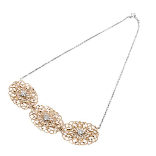 水野薫子 K18WG ホワイトゴールド K18PG ピンクゴールド KAOLUCO オペラ ネックレス ネックレス ダイヤモンド0.06ct 12.3g 41cm ミル打ち レディース【中古】【美品】