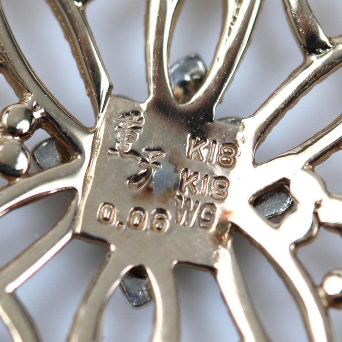水野薫子 K18WG ホワイトゴールド K18PG ピンクゴールド KAOLUCO オペラ ネックレス ネックレス ダイヤモンド0.06ct 12.3g 41cm ミル打ち レディース【中古】【美品】