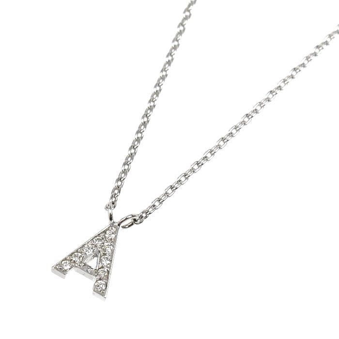 STAR JEWELRY スタージュエリー K18WG ホワイトゴールド イニシャル A ネックレス ダイヤモンド0.04ct 1.9g 39cm レディース【中古】【美品】