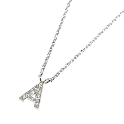 STAR JEWELRY スタージュエリー K18WG ホワイトゴールド イニシャル A ネックレス ダイヤモンド0.04ct 1.9g 39cm レディース【中古】【美品】