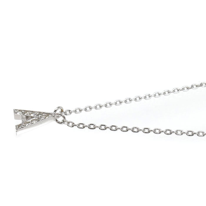 STAR JEWELRY スタージュエリー K18WG ホワイトゴールド イニシャル A ネックレス ダイヤモンド0.04ct 1.9g 39cm レディース【中古】【美品】
