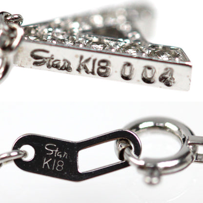 STAR JEWELRY スタージュエリー K18WG ホワイトゴールド イニシャル A ネックレス ダイヤモンド0.04ct 1.9g 39cm レディース【中古】【美品】