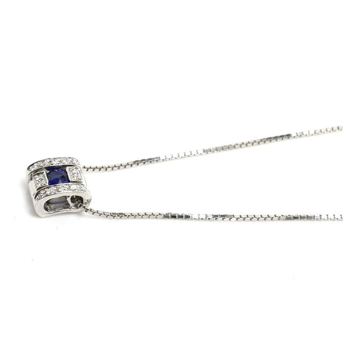 Damiani ダミアーニ K18WG ホワイトゴールド ベルエポック ネックレス サファイア ダイヤモンド 4.4g 42cm レディース【中古】【美品】