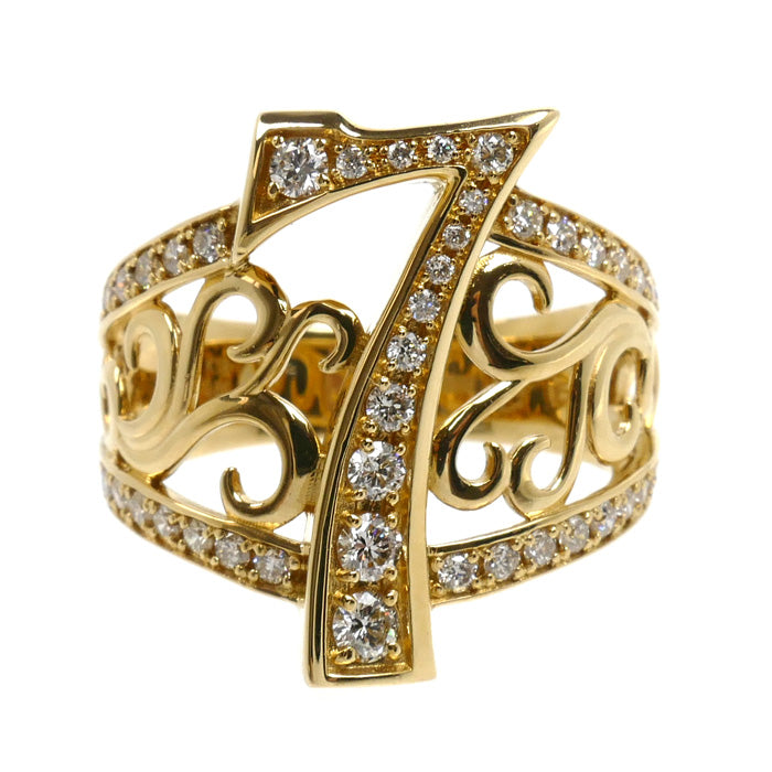 ゆきざき K18YG イエローゴールド NOMBRE ノンブル No.7 リング・指輪 Y.NOMBRE.1.6.7.L ダイヤモンド0.85ct 18.5号 12.0g メンズ【中古】