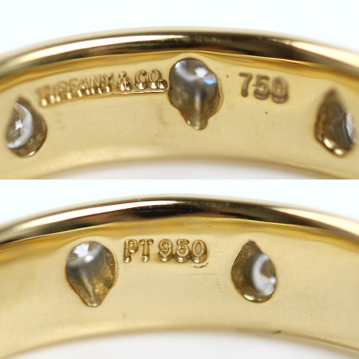TIFFANY&Co. ティファニー K18YG イエローゴールド Pt950プラチナ ドッツ リング・指輪 ダイヤモンド 9.5号 5.1g レディース【中古】【美品】
