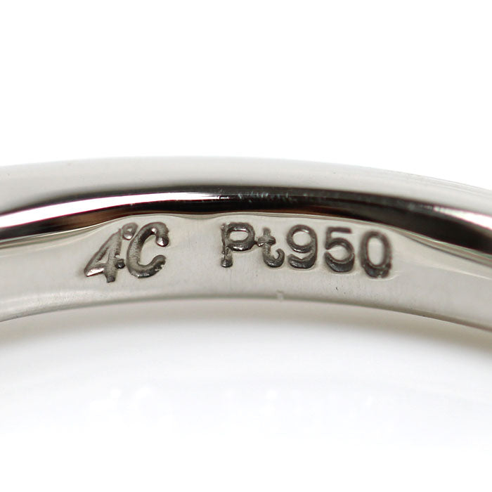 4℃ ヨンドシー Pt950プラチナ ハーフエタニティ リング・指輪 ダイヤモンド 8号 3.8g レディース【中古】【美品】
