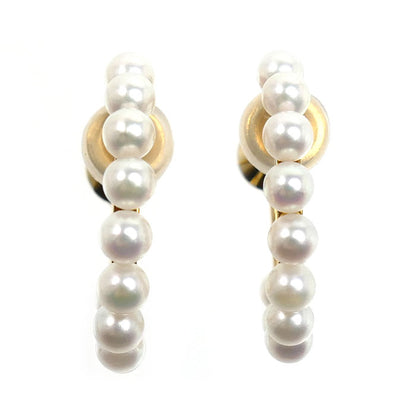 MIKIMOTO ミキモト K18YG イエローゴールド イヤリング アコヤパール約3.1~3.2mm 4.3g レディース【中古】【美品】