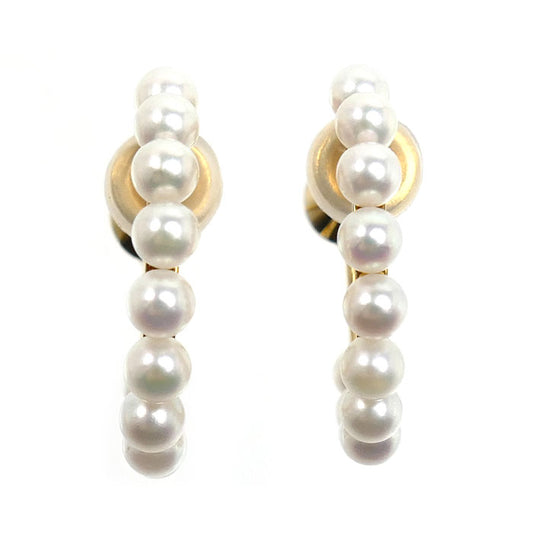 MIKIMOTO ミキモト K18YG イエローゴールド イヤリング アコヤパール約3.1~3.2mm 4.3g レディース【中古】【美品】