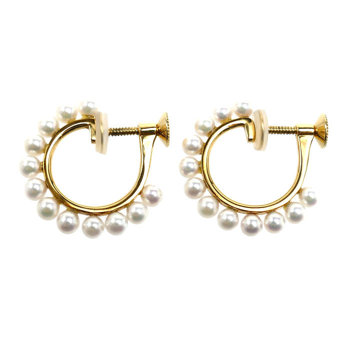 MIKIMOTO ミキモト K18YG イエローゴールド イヤリング アコヤパール約3.1~3.2mm 4.3g レディース【中古】【美品】