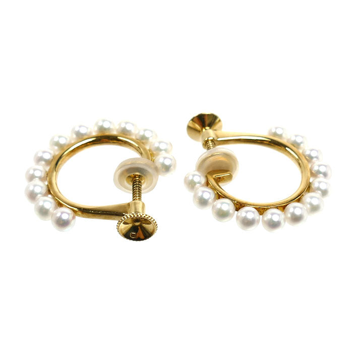 MIKIMOTO ミキモト K18YG イエローゴールド イヤリング アコヤパール約3.1~3.2mm 4.3g レディース【中古】【美品】