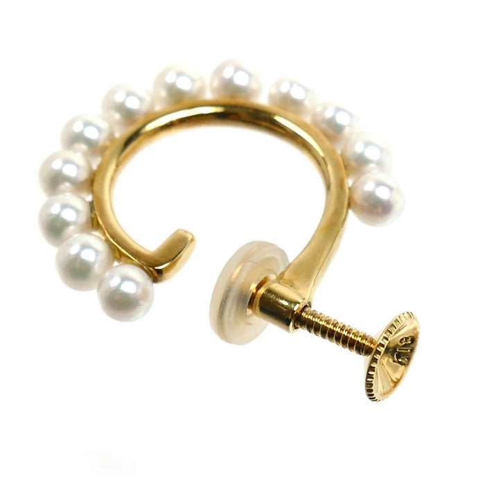 MIKIMOTO ミキモト K18YG イエローゴールド イヤリング アコヤパール約3.1~3.2mm 4.3g レディース【中古】【美品】