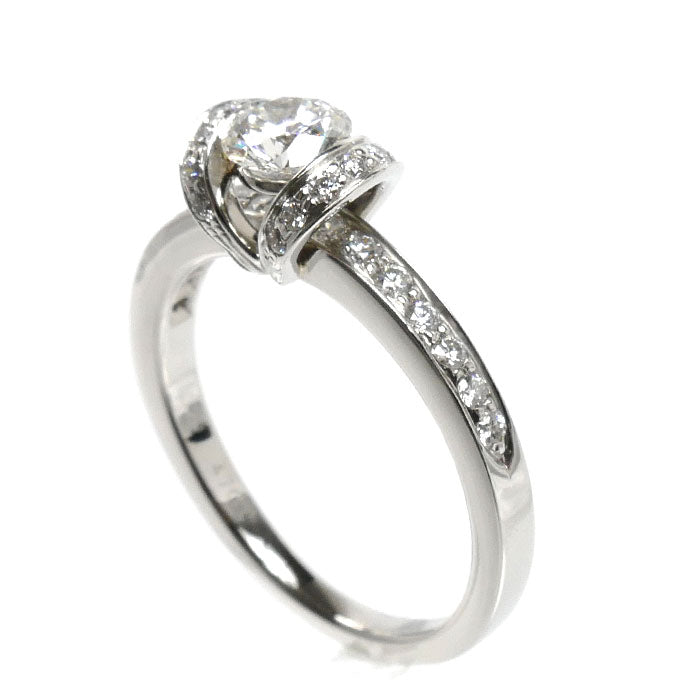 TIFFANY&Co. ティファニー Pt950プラチナ リボン エンゲージメント リング・指輪 ダイヤモンド0.47ct 13号 5.3g レディース【中古】