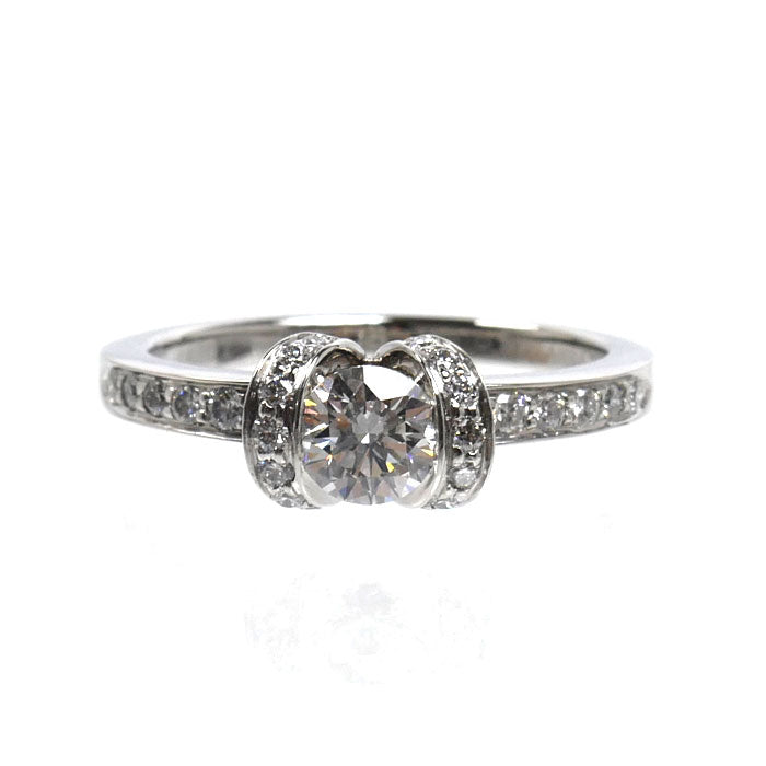 TIFFANY&Co. ティファニー Pt950プラチナ リボン エンゲージメント リング・指輪 ダイヤモンド0.47ct 13号 5.3g レディース【中古】