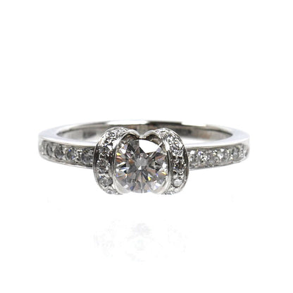 TIFFANY&Co. ティファニー Pt950プラチナ リボン エンゲージメント リング・指輪 ダイヤモンド0.47ct 13号 5.3g レディース【中古】