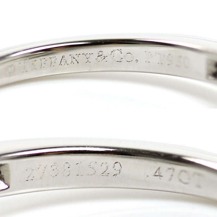 TIFFANY&Co. ティファニー Pt950プラチナ リボン エンゲージメント リング・指輪 ダイヤモンド0.47ct 13号 5.3g レディース【中古】