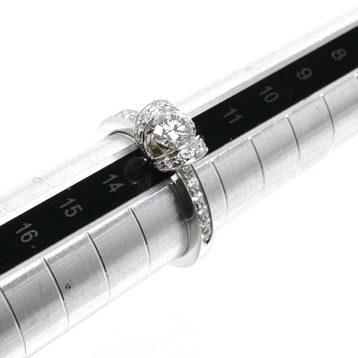 TIFFANY&Co. ティファニー Pt950プラチナ リボン エンゲージメント リング・指輪 ダイヤモンド0.47ct 13号 5.3g レディース【中古】