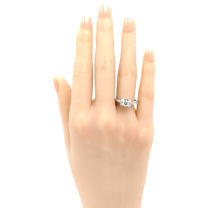 TIFFANY&Co. ティファニー Pt950プラチナ リボン エンゲージメント リング・指輪 ダイヤモンド0.47ct 13号 5.3g レディース【中古】