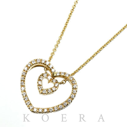 Ponte Vecchio ポンテヴェキオ K18YG イエローゴールド ハート ネックレス ダイヤモンド0.43ct 7.8g 41cm レディース【中古】