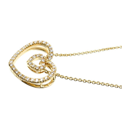 Ponte Vecchio ポンテヴェキオ K18YG イエローゴールド ハート ネックレス ダイヤモンド0.43ct 7.8g 41cm レディース【中古】