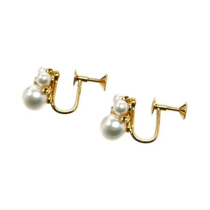 MIKIMOTO ミキモト K18YG イエローゴールド イヤリング アコヤパール約4.0～7.0mm ダイヤモンド 5.8g レディース【中古】