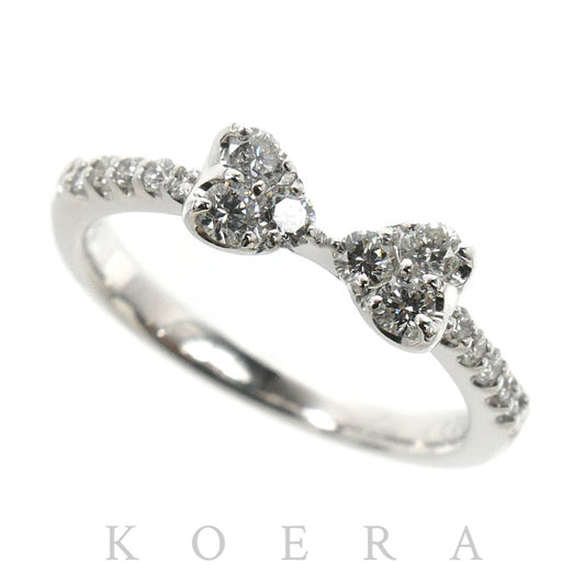Ponte Vecchio ポンテヴェキオ K18WG ホワイトゴールド ハート ダイヤ リング・指輪 ダイヤモンド0.24ct 6号 2.2g 蝶ネクタイ リボン レディース【中古】【美品】