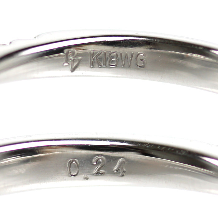 Ponte Vecchio ポンテヴェキオ K18WG ホワイトゴールド ハート ダイヤ リング・指輪 ダイヤモンド0.24ct 6号 2.2g 蝶ネクタイ リボン レディース【中古】【美品】