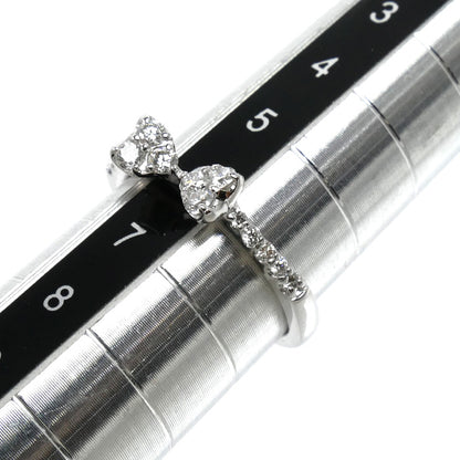 Ponte Vecchio ポンテヴェキオ K18WG ホワイトゴールド ハート ダイヤ リング・指輪 ダイヤモンド0.24ct 6号 2.2g 蝶ネクタイ リボン レディース【中古】【美品】