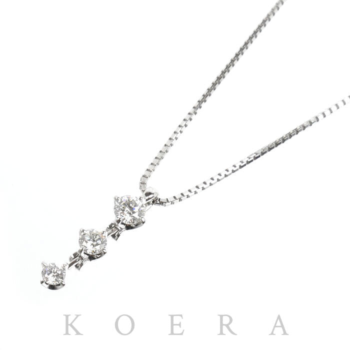 TASAKI タサキ K18WG ホワイトゴールド ネックレス ダイヤモンド0.32ct 3.7g ～46cm フリーチェーン レディース【中古】