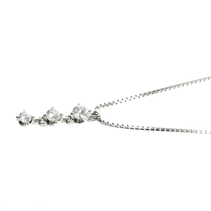 TASAKI タサキ K18WG ホワイトゴールド ネックレス ダイヤモンド0.32ct 3.7g ～46cm フリーチェーン レディース【中古】