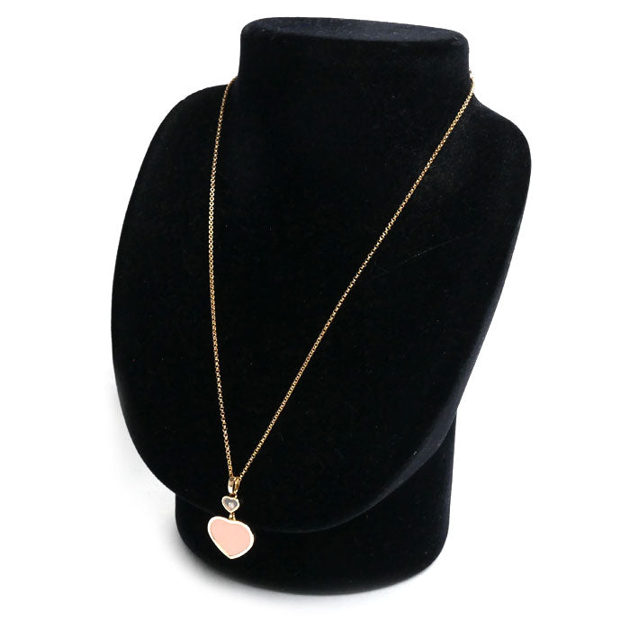 Chopard ショパール K18PG ピンクゴールド ハッピーハート ネックレス 797482 オパール ダイヤモンド 8.6g 42/43.5/45cm レディース【中古】【美品】