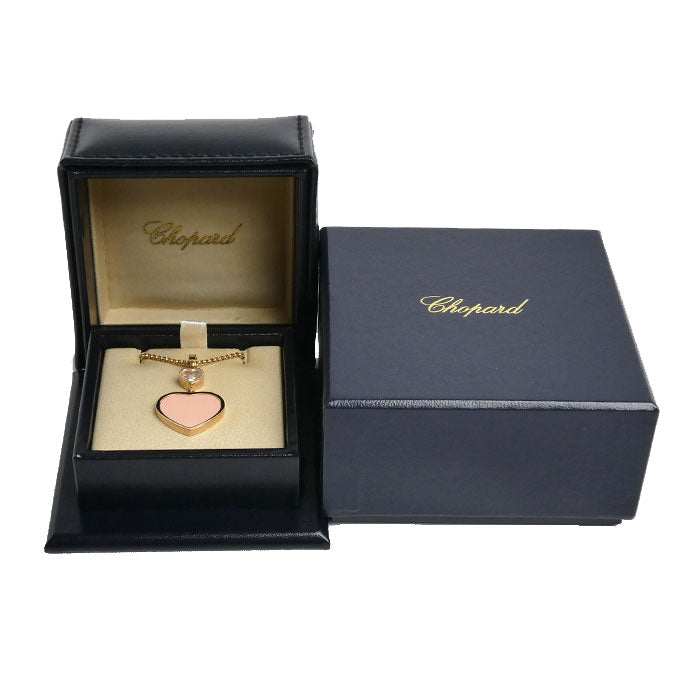 Chopard ショパール K18PG ピンクゴールド ハッピーハート ネックレス 797482 オパール ダイヤモンド 8.6g 42/43.5/45cm レディース【中古】【美品】