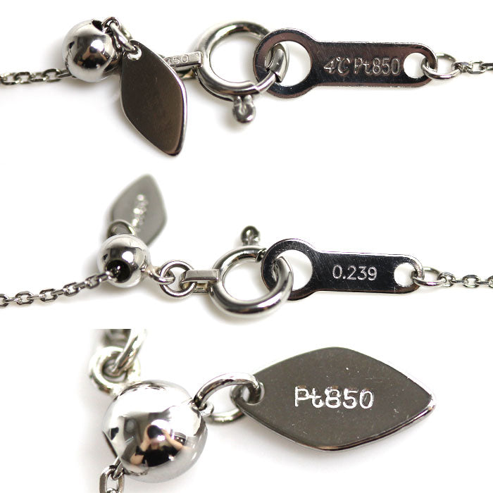 4℃ ヨンドシー Pt850プラチナ ネックレス ダイヤモンド0.239ct 1.9g ～42cm フリーチェーン レディース【中古】