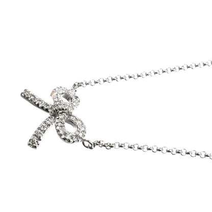 Ponte Vecchio ポンテヴェキオ K18WG ホワイトゴールド リボン ネックレス ダイヤモンド0.24ct 3.6g 39cm レディース【中古】