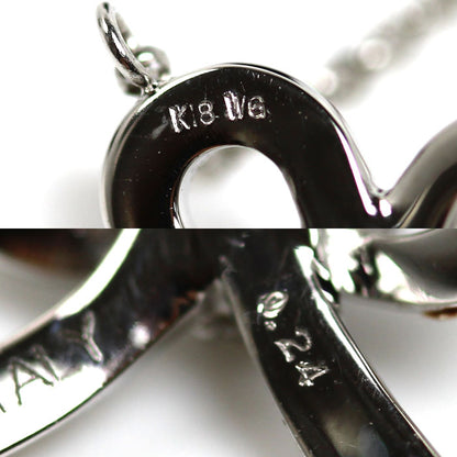 Ponte Vecchio ポンテヴェキオ K18WG ホワイトゴールド リボン ネックレス ダイヤモンド0.24ct 3.6g 39cm レディース【中古】
