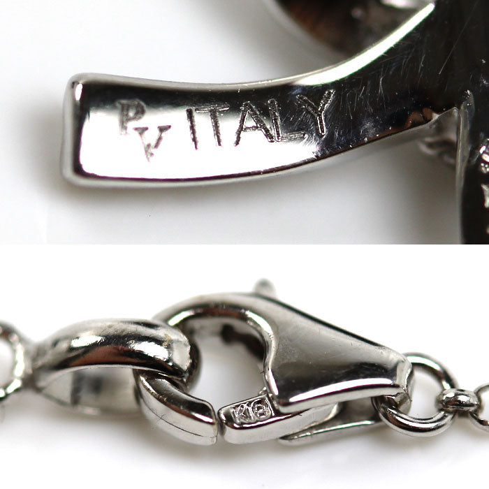 Ponte Vecchio ポンテヴェキオ K18WG ホワイトゴールド リボン ネックレス ダイヤモンド0.24ct 3.6g 39cm レディース【中古】