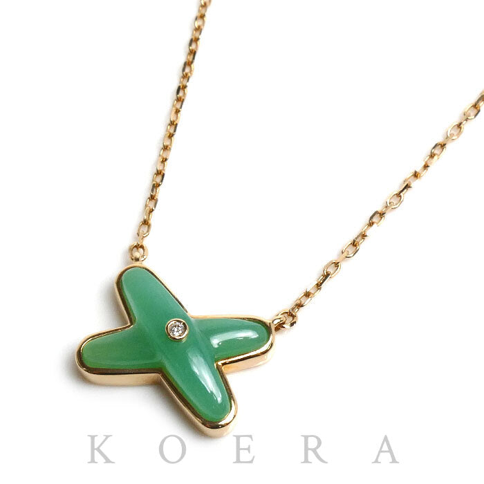 Chaumet ショーメ K18PG ピンクゴールド ジュ ドゥ リアン クリソプレーズ ネックレス 083050 ダイヤモンド 2.9g 38/40/42cm レディース【中古】
