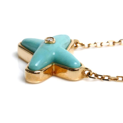 Chaumet ショーメ K18PG ピンクゴールド ジュ ドゥ リアン ネックレス 082932 ターコイズ ダイヤモンド 2.9g 38/40/42cm レディース【中古】
