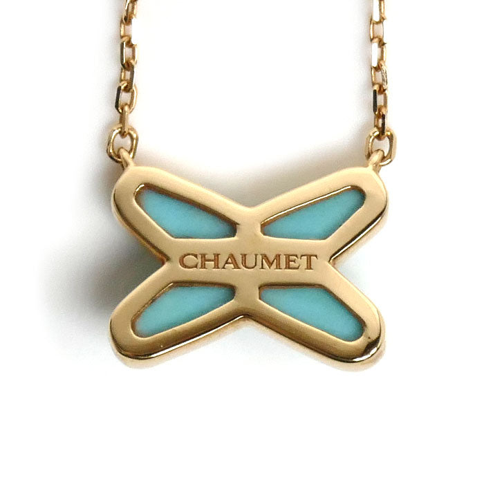 Chaumet ショーメ K18PG ピンクゴールド ジュ ドゥ リアン ネックレス 082932 ターコイズ ダイヤモンド 2.9g 38/40/42cm レディース【中古】