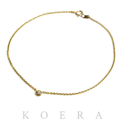 STAR JEWELRY スタージュエリー K18YG イエローゴールド アンクレット ダイヤモンド0.05ct 1.7g 23cm レディース【中古】