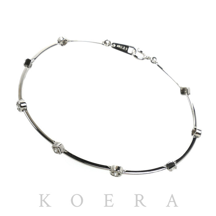 TASAKI タサキ K18WG ホワイトゴールド ブレスレット ダイヤモンド0.13ct 3.6g ステーション レディース【中古】【美品】