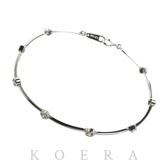 TASAKI タサキ K18WG ホワイトゴールド ブレスレット ダイヤモンド0.13ct 3.6g ステーション レディース【中古】【美品】